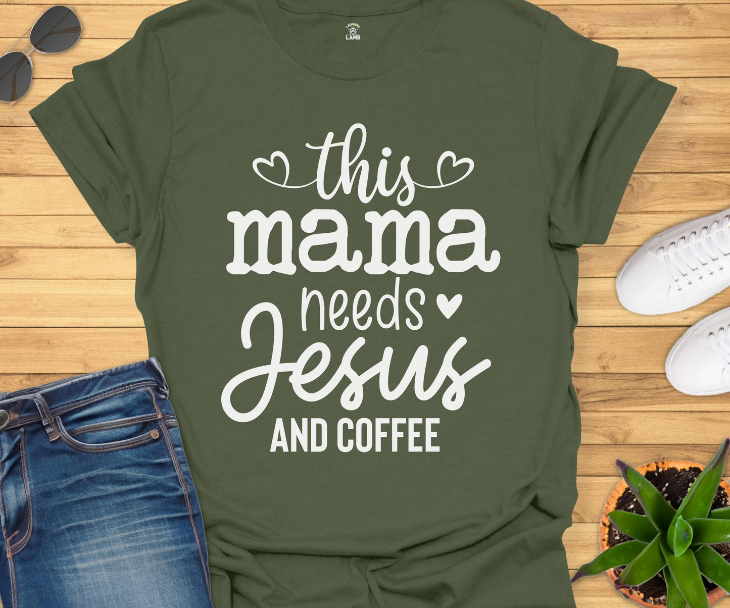 This Mama Needs Jesus And Coffee T-Shirt - Laughing Lamb